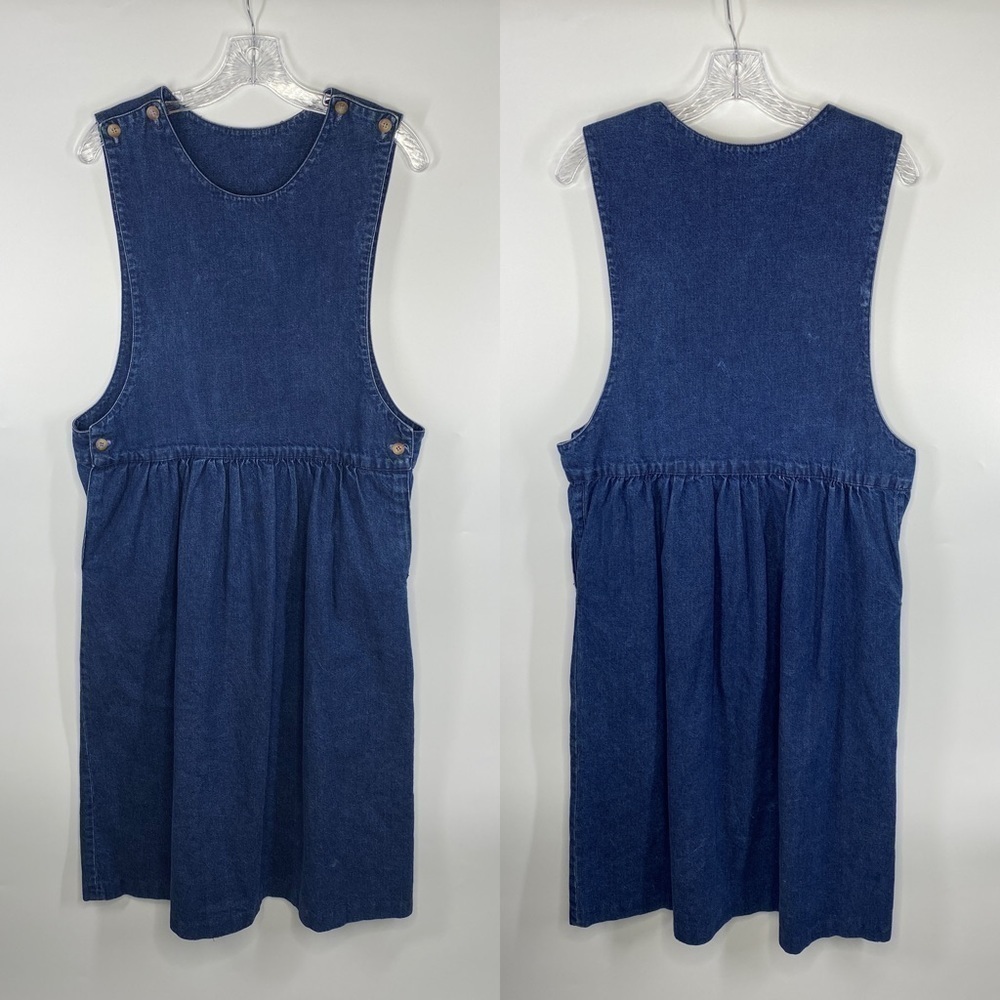 Vintage 90's Denim Overall Maxi Jean Dress Large